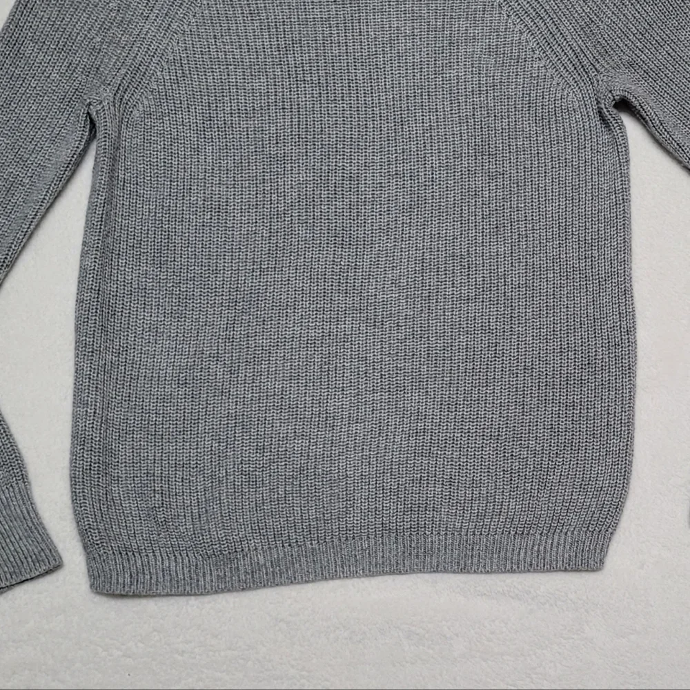 J. Crew Gayle Gray Knit Black Bow-Tie Mockneck Drop-Shoulder Pull-over Sweater